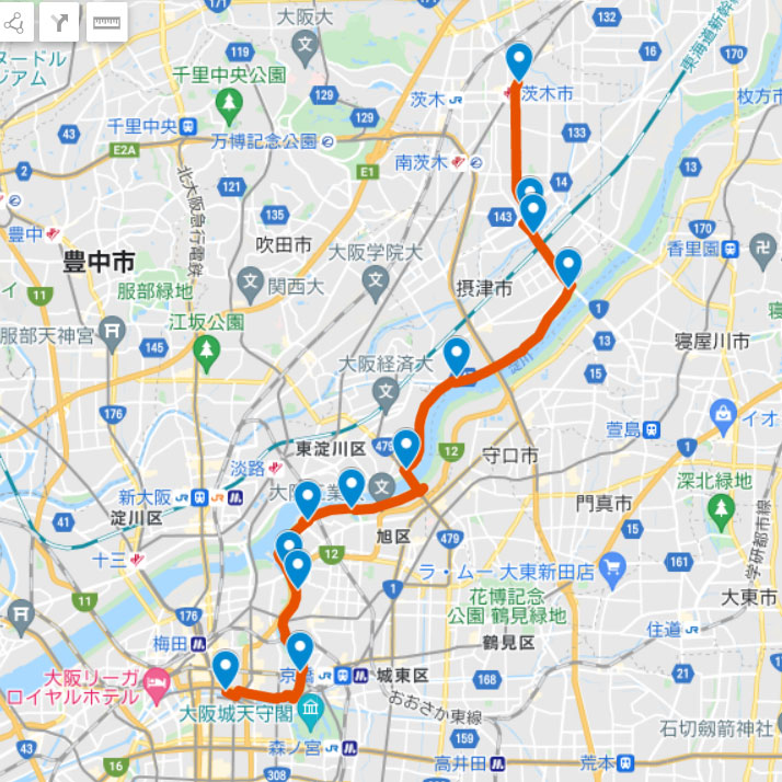 【サイクリングコース】くらしサイクルから大阪市内までのルート